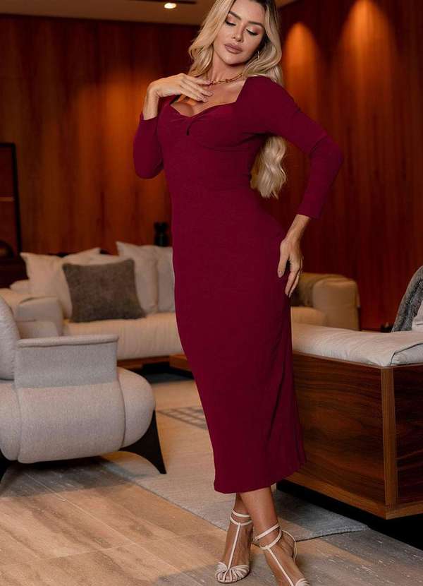 Miss Misses - Vestido Graciane Canelado c/ Transpasse Frente Vermelho 4