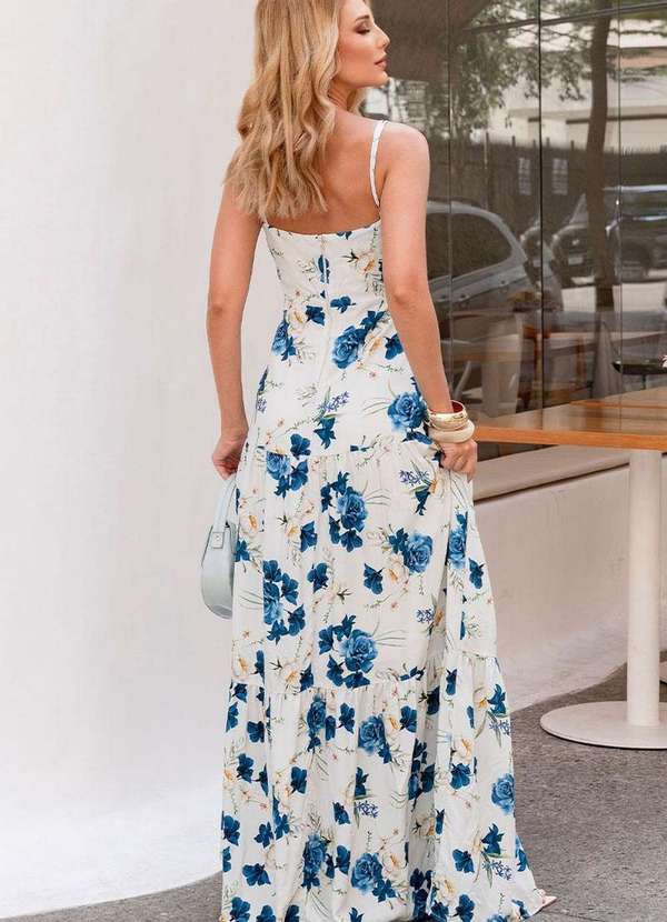 Miss Misses - Vestido Graziela Longo Estampado C/Alca Azul 7