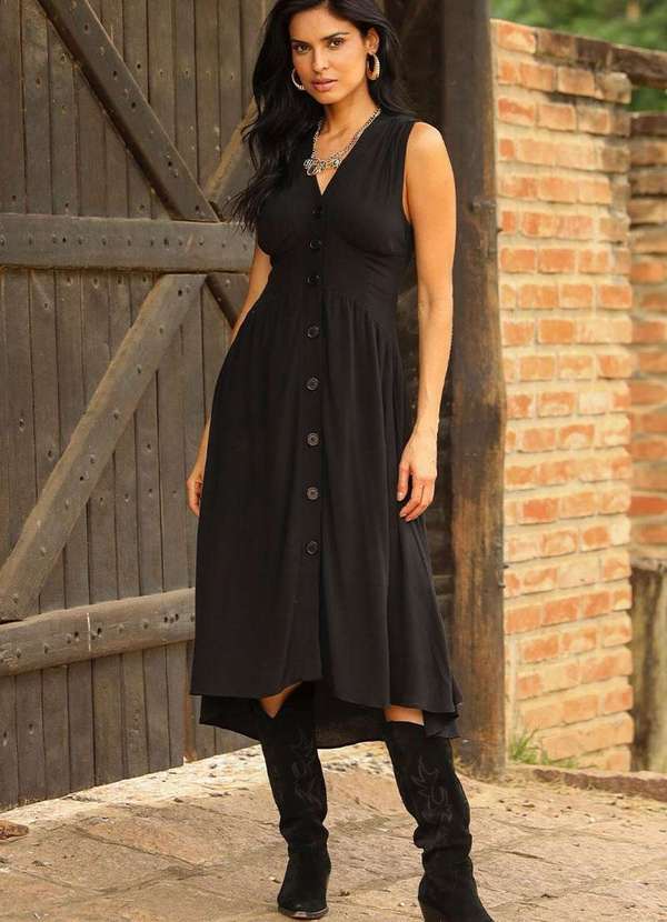 Sale vestido de botao aberto na frente on Sale Black Friday