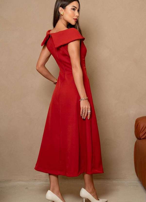 Miss Misses - Vestido Hilda C/Detalhe Flor na Gola Laranja 3