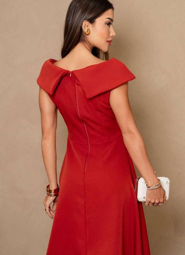 Miss Misses - Vestido Hilda C/Detalhe Flor na Gola Laranja 6