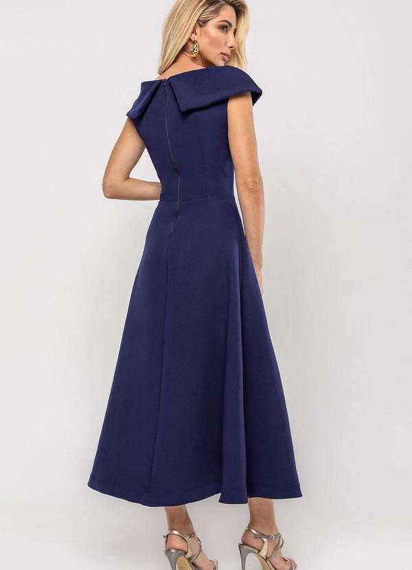 Miss Misses - Vestido Hilda C/Detalhe Flor na Gola Azul 2