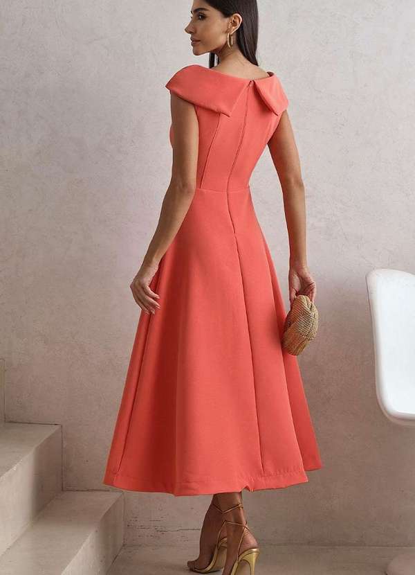 Miss Misses - Vestido Hilda C/Detalhe Flor na Gola Laranja 2