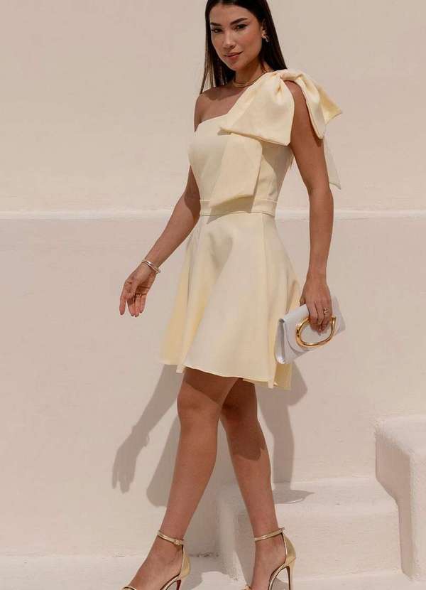 Miss Misses - Vestido Iris Ombro So C/Laco C/Ziper Lateral Amarelo 3