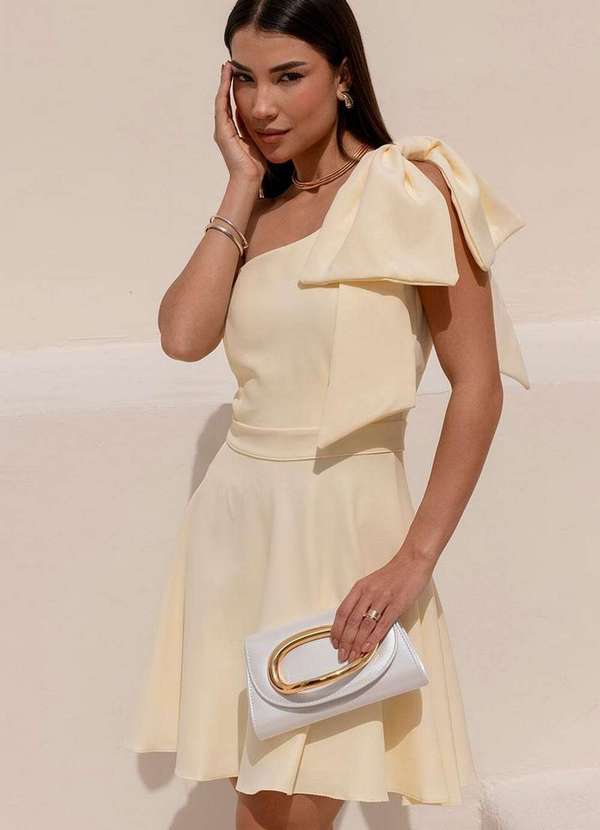 Miss Misses - Vestido Iris Ombro So C/Laco C/Ziper Lateral Amarelo 4