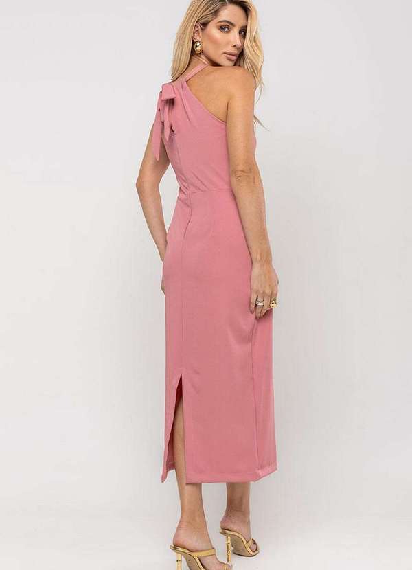 Miss Misses - Vestido Janaina Md Transpassado C/Cinto Gola Rosa 2