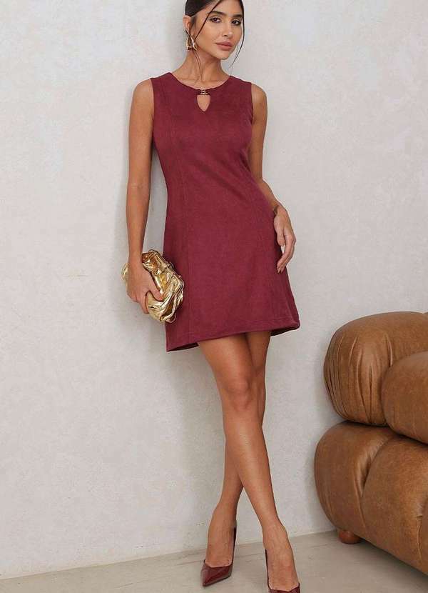 Miss Misses - Vestido Janete Tubinho Curto Detalhe Metal C/Ziper Vermelho