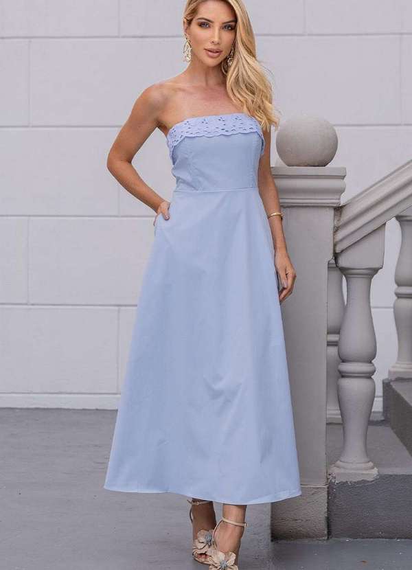 Miss Misses - Vestido Jennifer Tqc com Guipir Azul