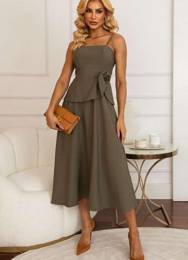 Miss Misses - Vestido Jessica c/ Detalhe Flor na Cintura Verde