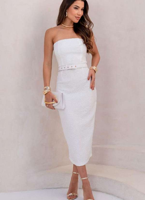 Miss Misses - Vestido Joelma Md Tqc C/Cinto Branco
