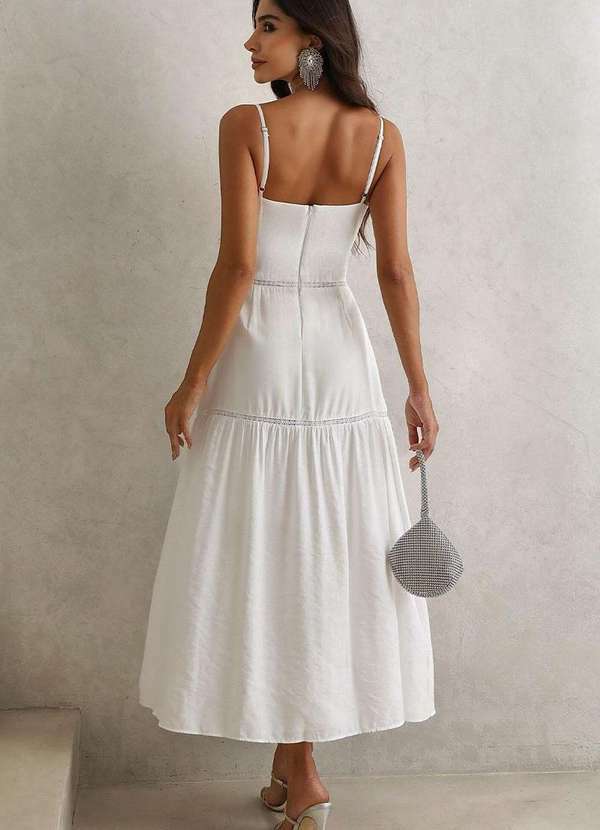 Miss Misses - Vestido Karina Longo com Detalhe Guipir Branco 2