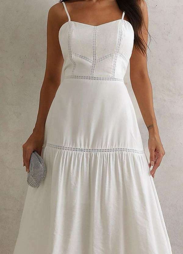 Miss Misses - Vestido Karina Longo com Detalhe Guipir Branco 3