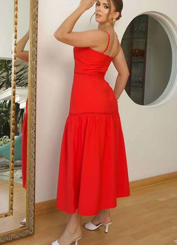 Miss Misses - Vestido Karina Longo com Detalhe Guipir Vermelho 2