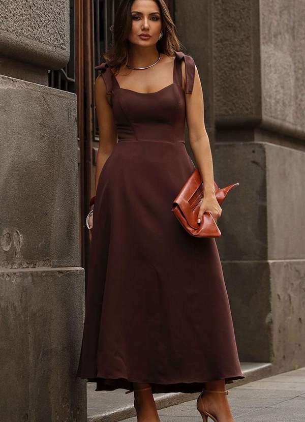 Miss Misses - Vestido Katia c/ Alca e Laco c/ Barbatana Marrom