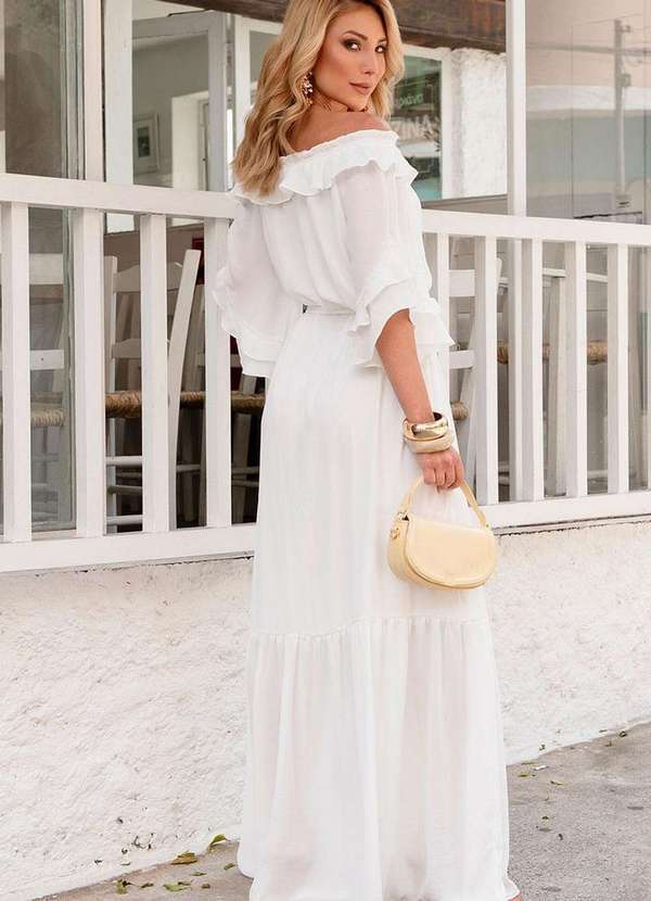 Miss Misses - Vestido Lilian Longo Crepe C/Faixa Branco 2