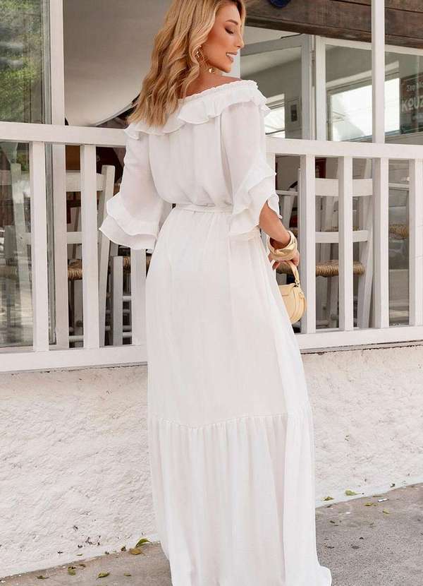 Miss Misses - Vestido Lilian Longo Crepe C/Faixa Branco 4