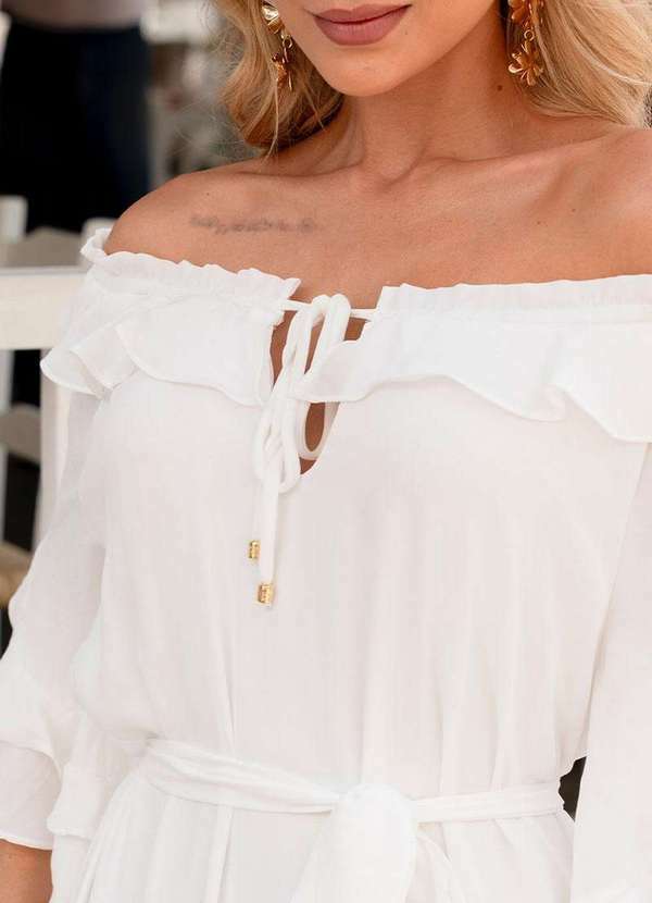 Miss Misses - Vestido Lilian Longo Crepe C/Faixa Branco 9