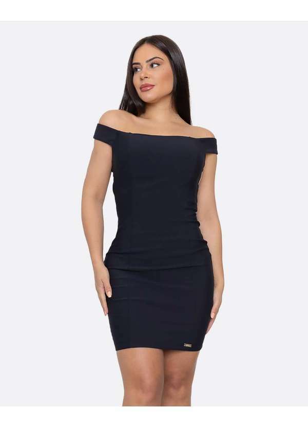 Limone - Vestido Limone Justo Ombro a Ombro Preto Preto