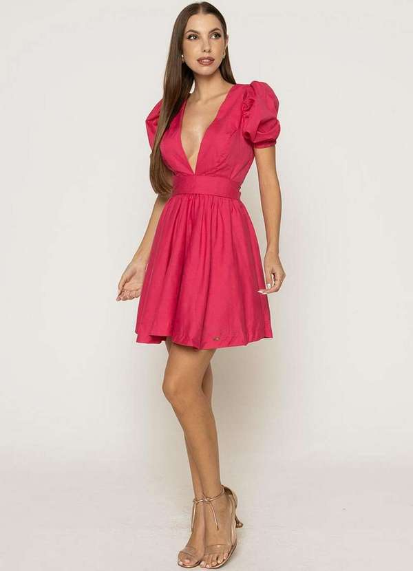 Limone - Vestido Limone Rodado Pink com Laco Rosa