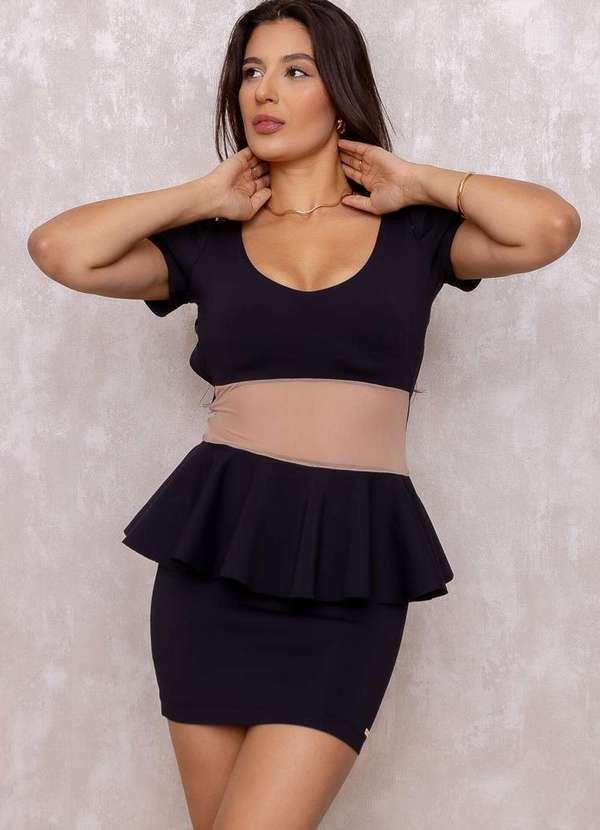 Limone - Vestido Limone Tule Frente Preto