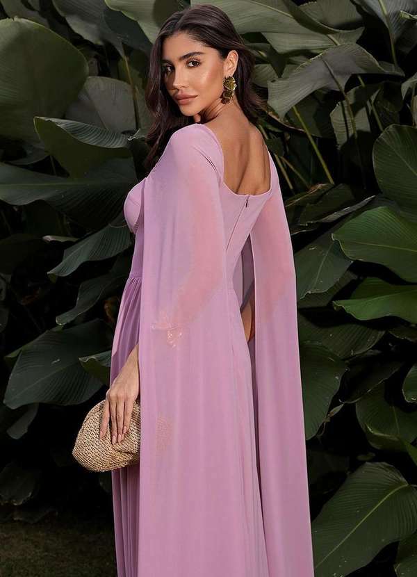 Dot Clothing - Vestido Longo Dot Clothing Manga Capa Rosa Rosa 5