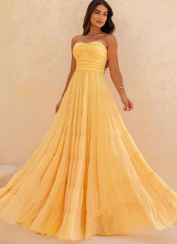Dot Clothing - Vestido Longo Dot Clothing Mira Tqc Amarelo