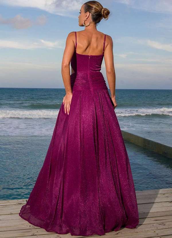 Dot Clothing - Vestido Longo Dot Clothing Mirabel Lurex Rosa 2