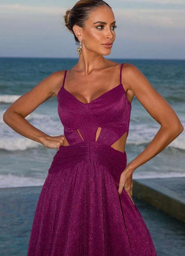 Dot Clothing - Vestido Longo Dot Clothing Mirabel Lurex Rosa 4