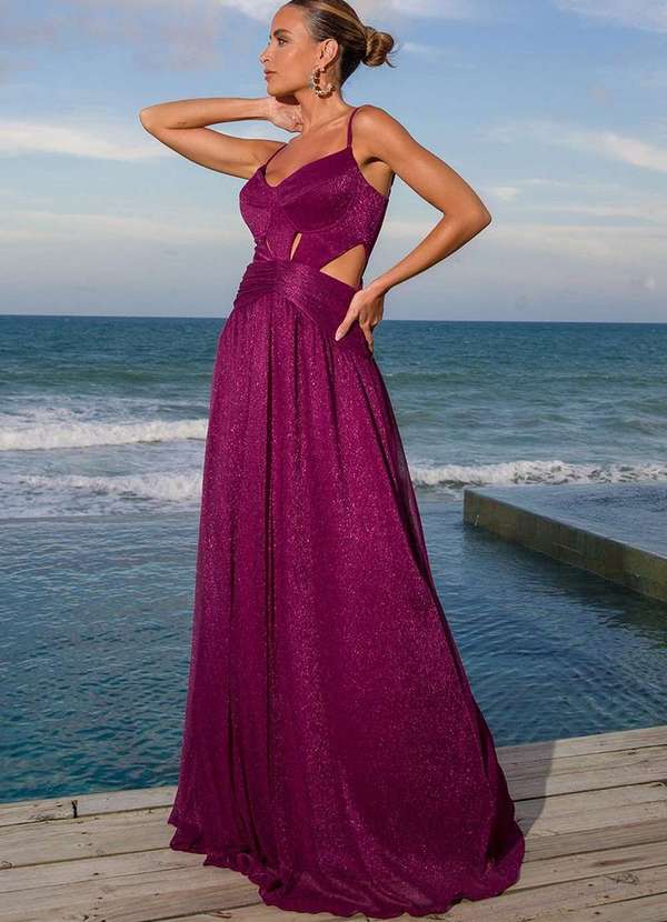 Dot Clothing - Vestido Longo Dot Clothing Mirabel Lurex Rosa 6