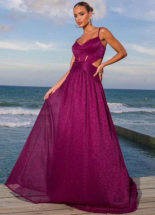 Dot Clothing - Vestido Longo Dot Clothing Mirabel Lurex Rosa 7