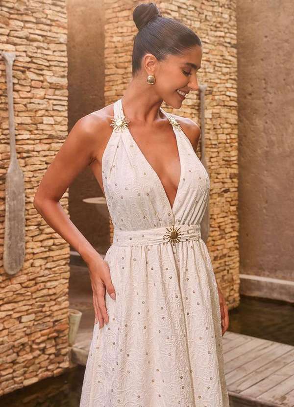 Dot Clothing - Vestido Longo Dot Clothing Sol Frente Unica Branco 5