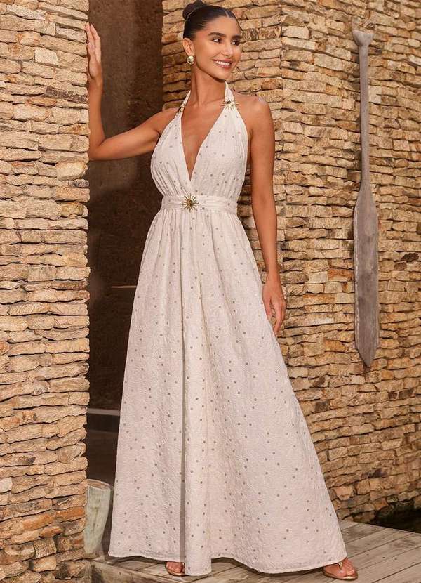 Dot Clothing - Vestido Longo Dot Clothing Sol Frente Unica Branco 6