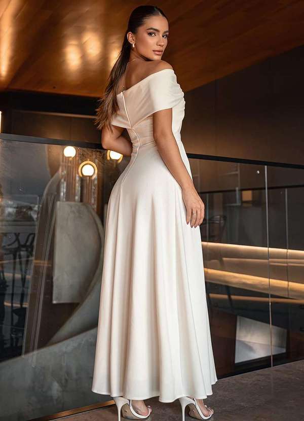 Dot Clothing - Vestido Longuete Dot Clothing Cleo Ombro a Ombro Branco 2