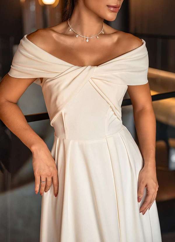 Dot Clothing - Vestido Longuete Dot Clothing Cleo Ombro a Ombro Branco 4