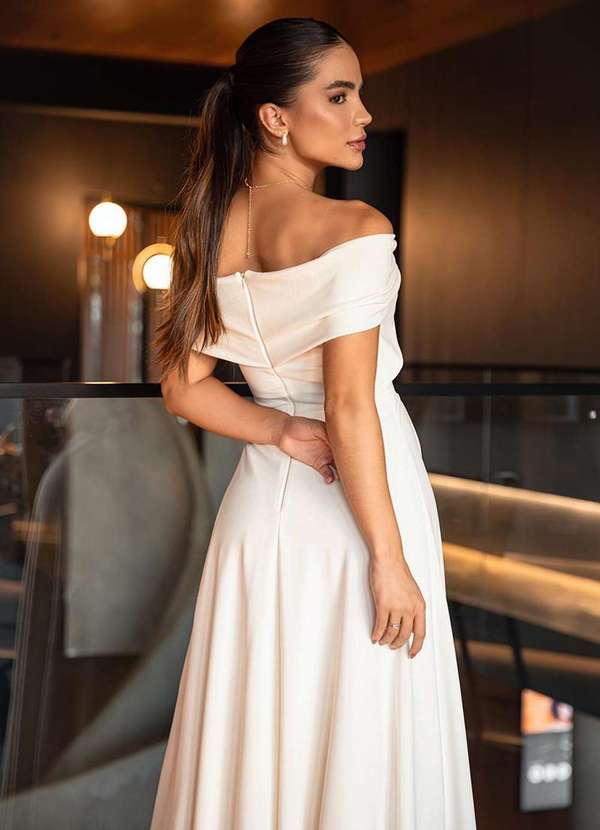 Dot Clothing - Vestido Longuete Dot Clothing Cleo Ombro a Ombro Branco 5