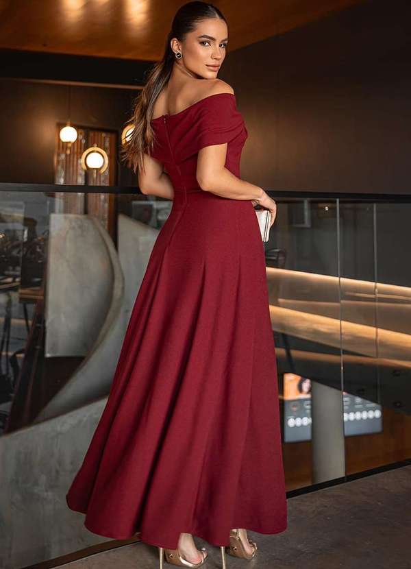 Dot Clothing - Vestido Longuete Dot Clothing Cleo Ombro a Ombro Vermelho 2