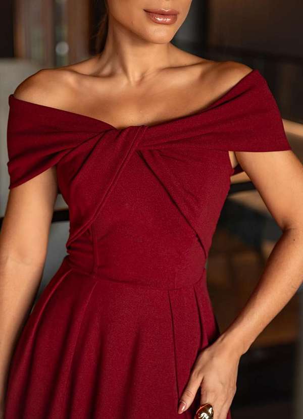 Dot Clothing - Vestido Longuete Dot Clothing Cleo Ombro a Ombro Vermelho 3