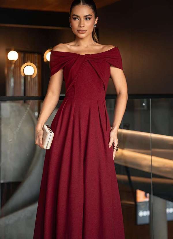 Dot Clothing - Vestido Longuete Dot Clothing Cleo Ombro a Ombro Vermelho 4