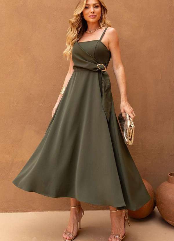 Miss Misses - Vestido Luciana Transpassado c/ Detalhe Fivela Verde 3