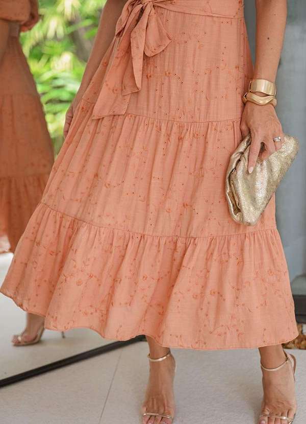 Miss Misses - Vestido Marcela Laise Manga 3/4 e c/ Faixa Marrom 8