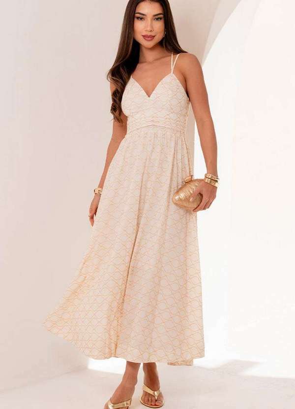 Miss Misses - Vestido Marina Midi Bordado C/Alca C/Ziper Branco