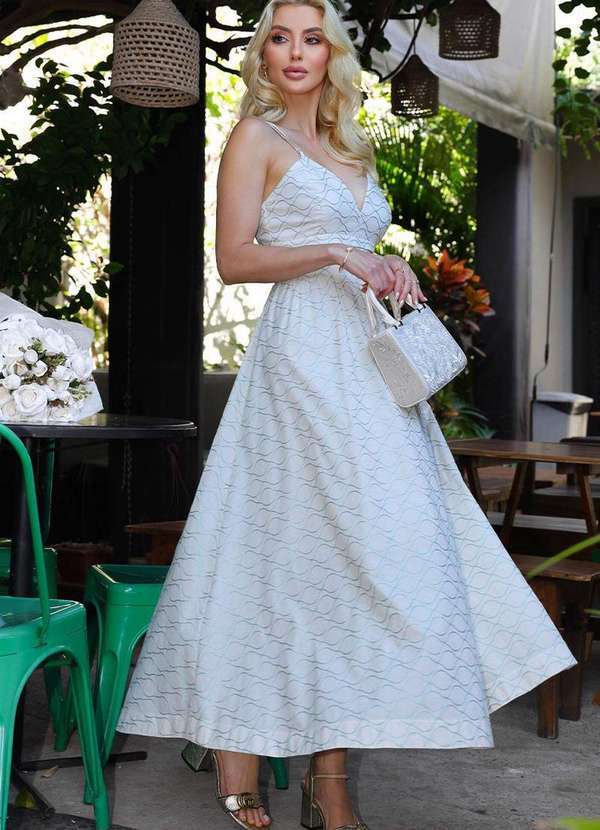Miss Misses - Vestido Marina Midi Bordado C/Alca C/Ziper Verde