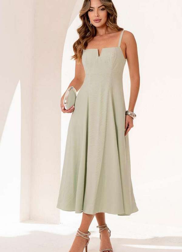 Miss Misses - Vestido Milena C/Alca C/Detalhe Presponto Verde