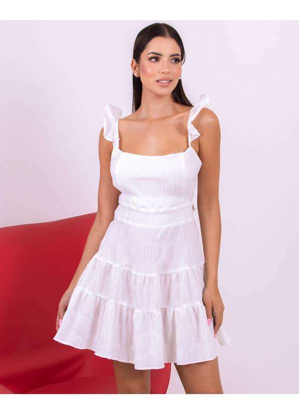 Miss Misses - Vestido Miss Misses Aberto nas Costas com Ziper Branco Branco