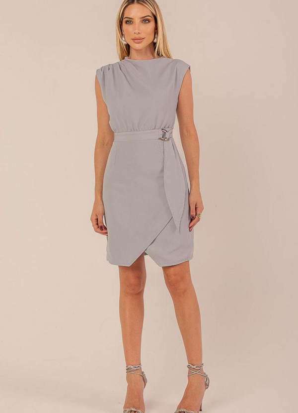 Miss Misses - Vestido Miss Misses C/Detalhe Metal Gelo Cinza