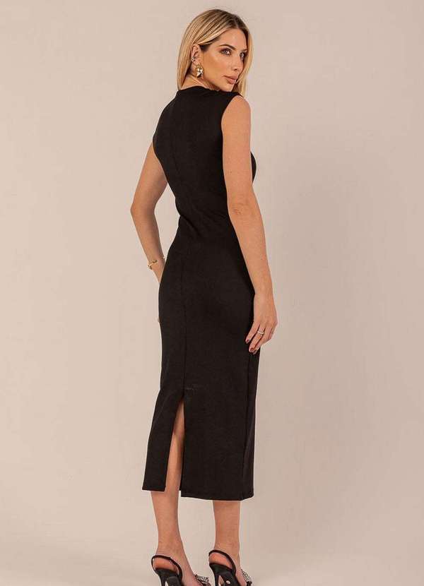 Miss Misses - Vestido Miss Misses Canelado Dec V Preto Preto 2