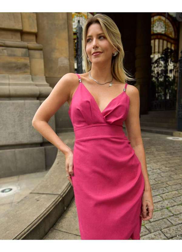 Miss Misses - Vestido Miss Misses Curto Assimetrico com Ziper Pink Rosa