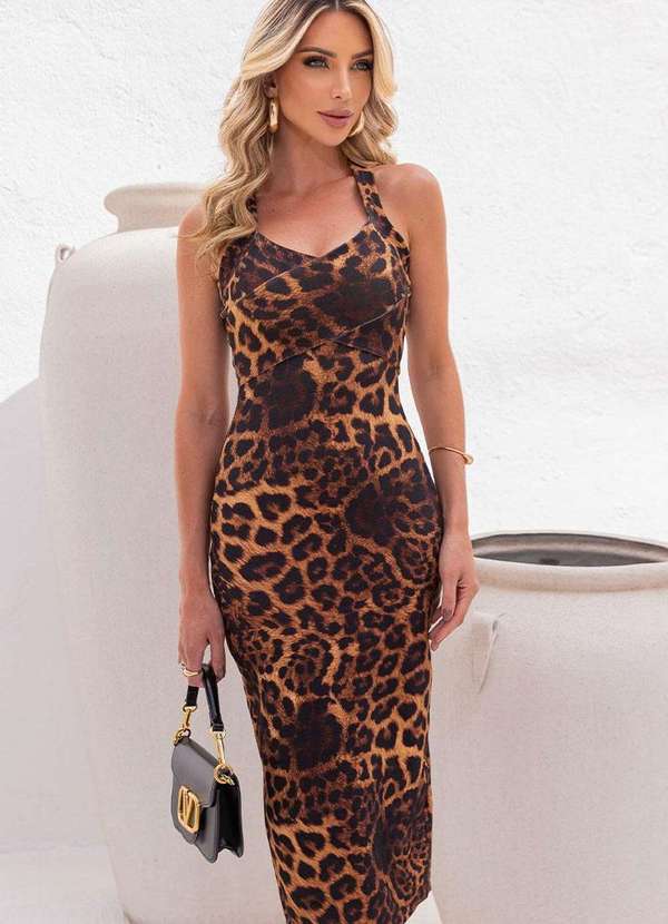 Miss Misses - Vestido Miss Misses Dandara Midi Animal Print Estampado 3