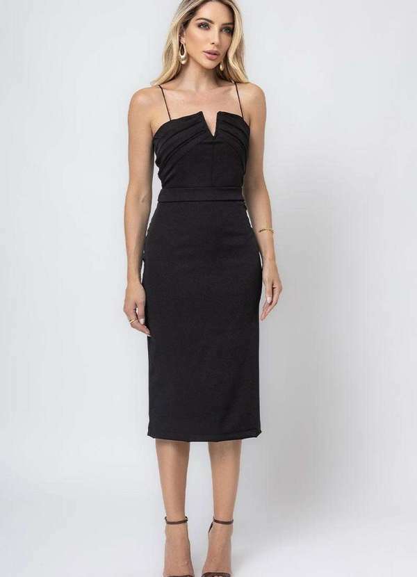 Miss Misses - Vestido Miss Misses Eduarda Midi Preto Preto