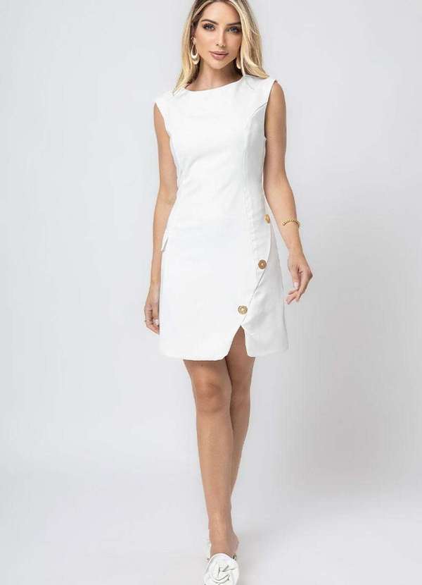 Miss Misses - Vestido Miss Misses Evase C/Ziper Branco